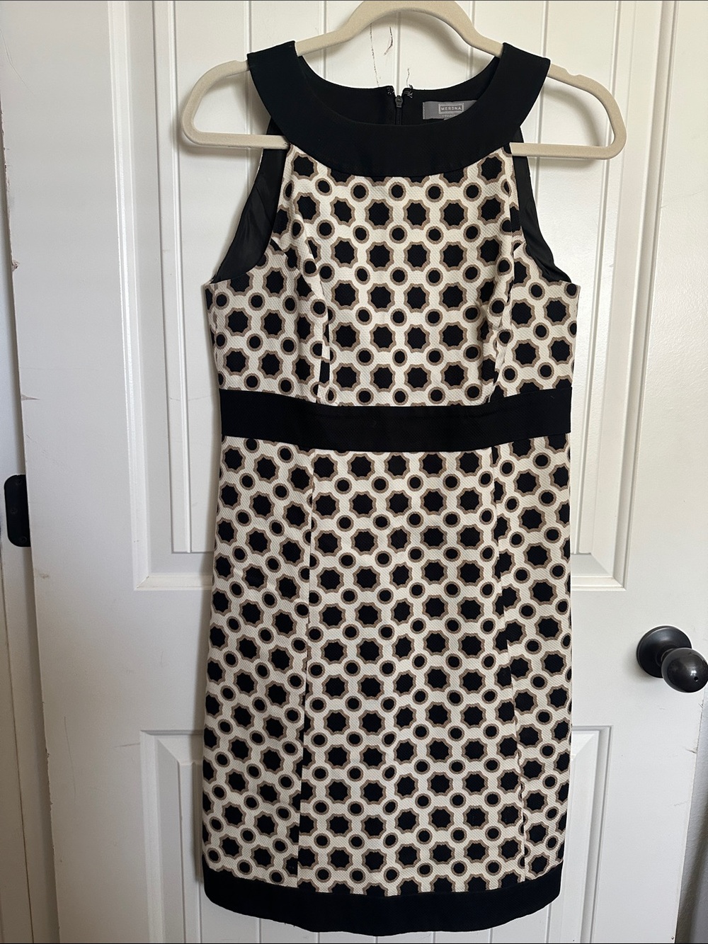 Merona Black and Cream Geometric Sheath Dress